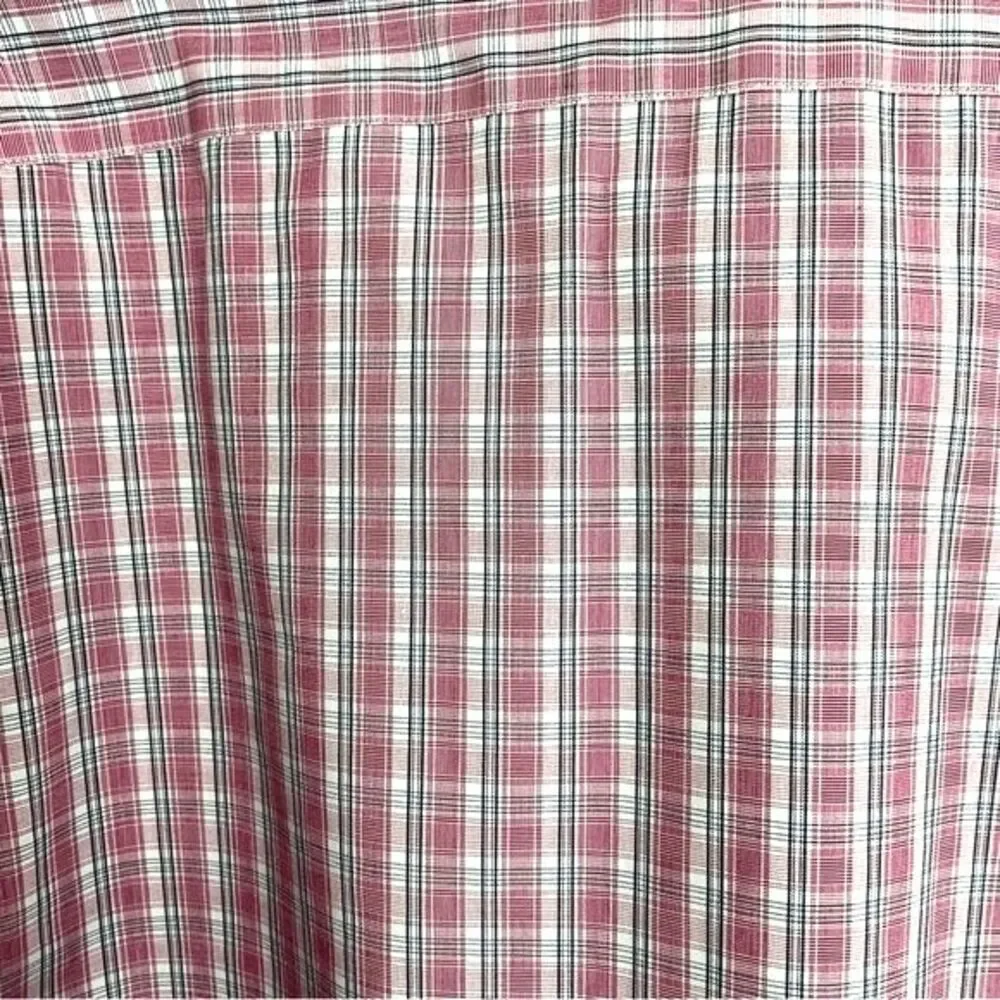 Banana Republic Pink Plaid Shirt Non Iron Slim Fit Button Front Men’s Sz Med